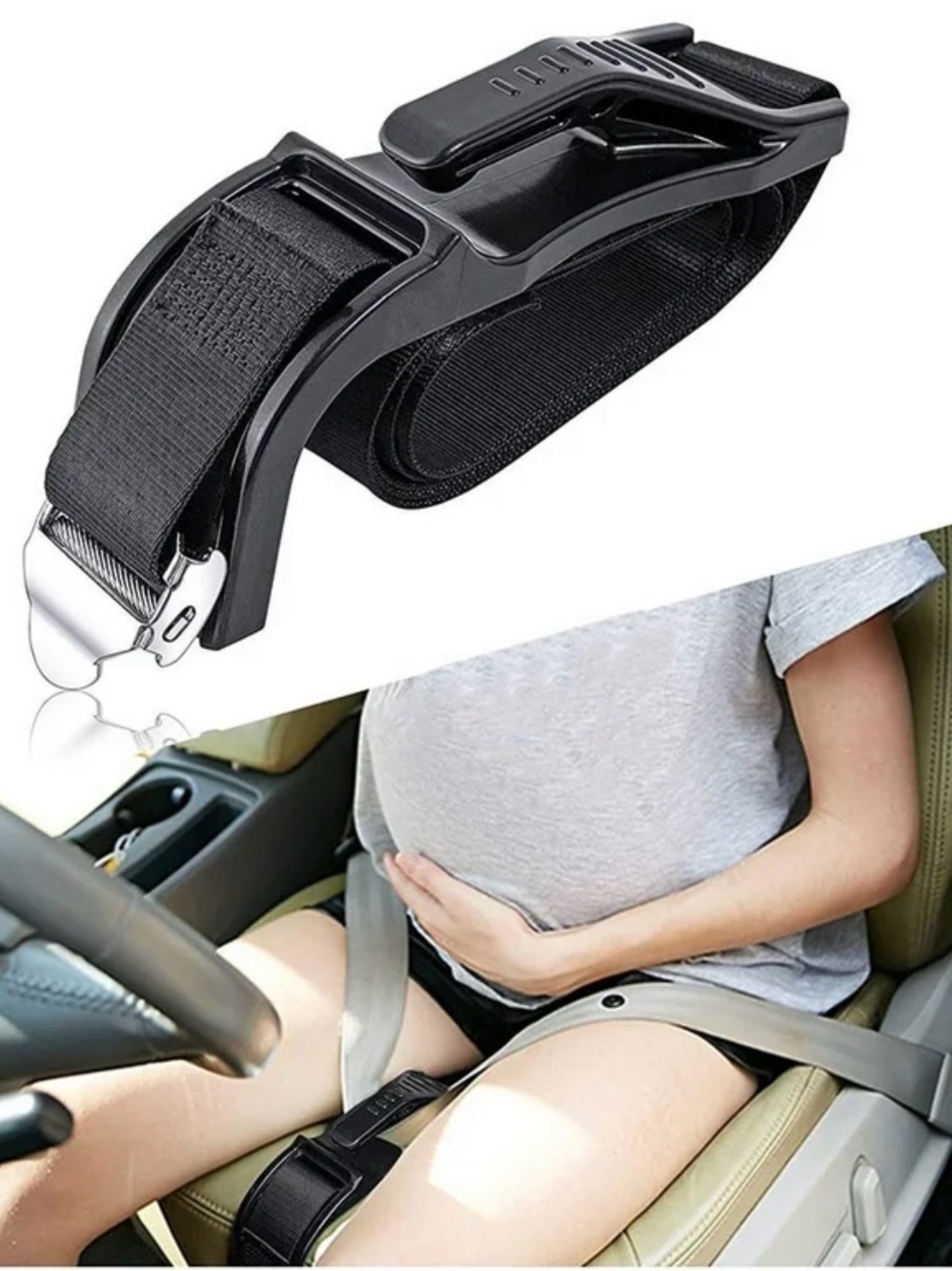 Adjustable Black Seat Belt Safety Strap for Pregnant Women